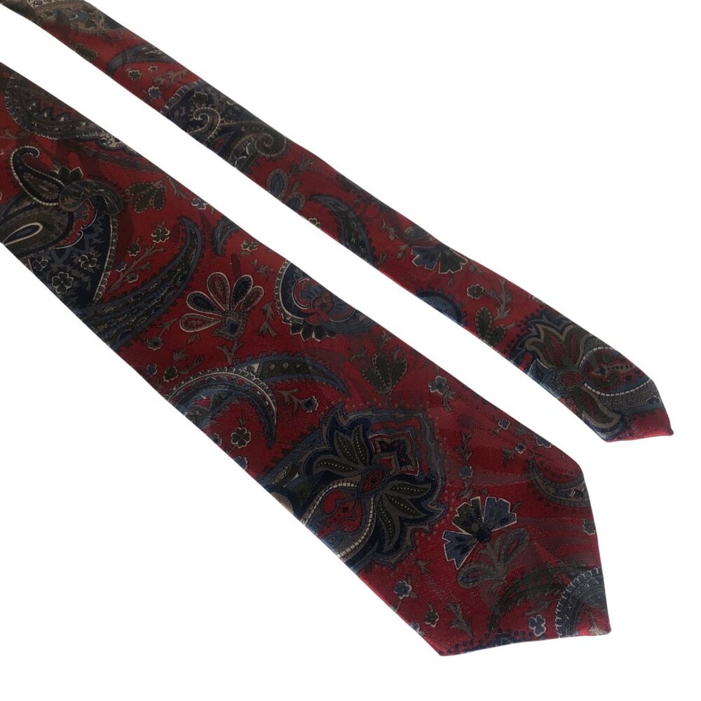 Wembley Mens Necktie Red Blue Paisley Vintage Accessory Office Work Dad Gift